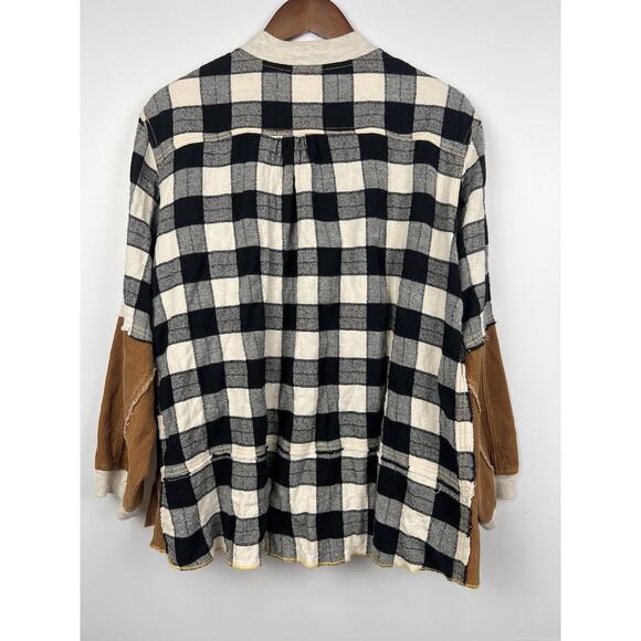 Ivy Jane Women’s Boho Plaid Corduroy Patchwork Quarter Zip Pullover Sweater M/L - Picture 2 of 8